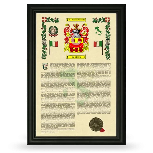 De pietro Armorial History Framed - Black